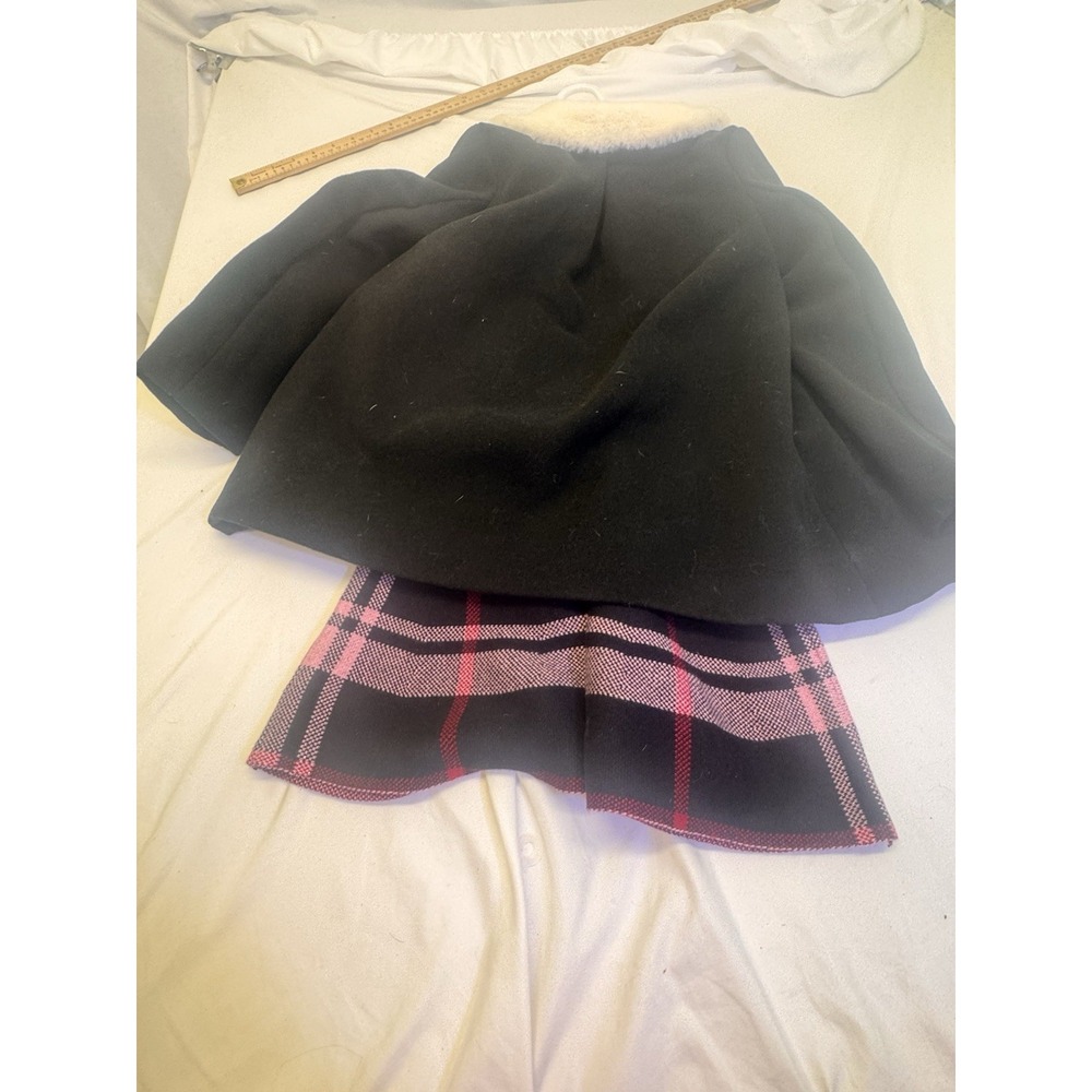 Max Studio Girl 2 Pc Black Dress Coat/Black Pink Plaid Sweater Dress Size 5-6 - Picture 5 of 5